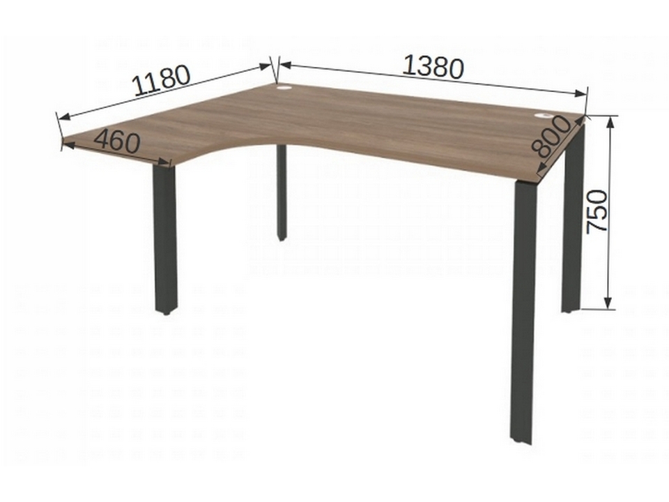 Мебель для персонала ONIX METALL O.MP-SA-3L Стол эргономичный левый на П-образном м/к