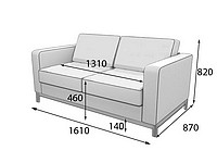 Диван для офиса Бентли Ben2-2 Диван двухместный (Экокожа Ecotex)